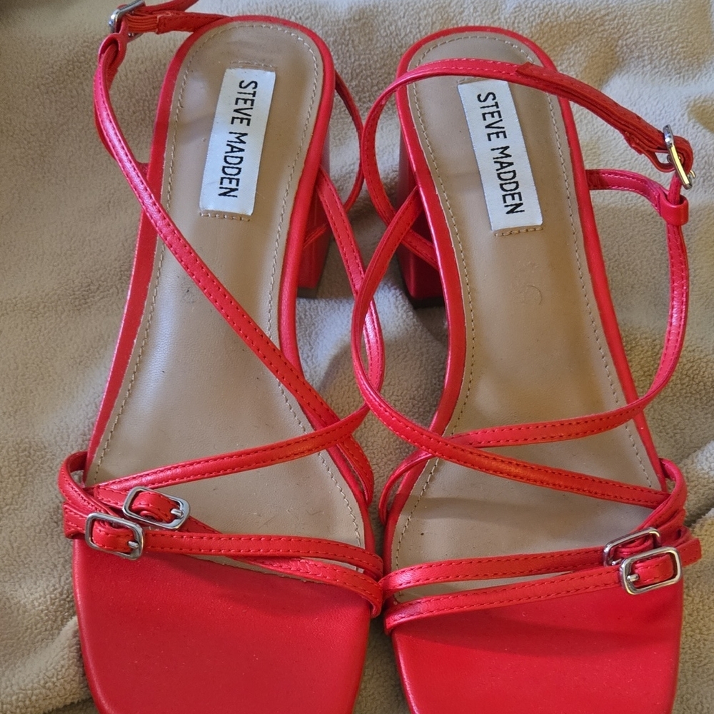 Steve Madden Vibrant Red Strappy Heels